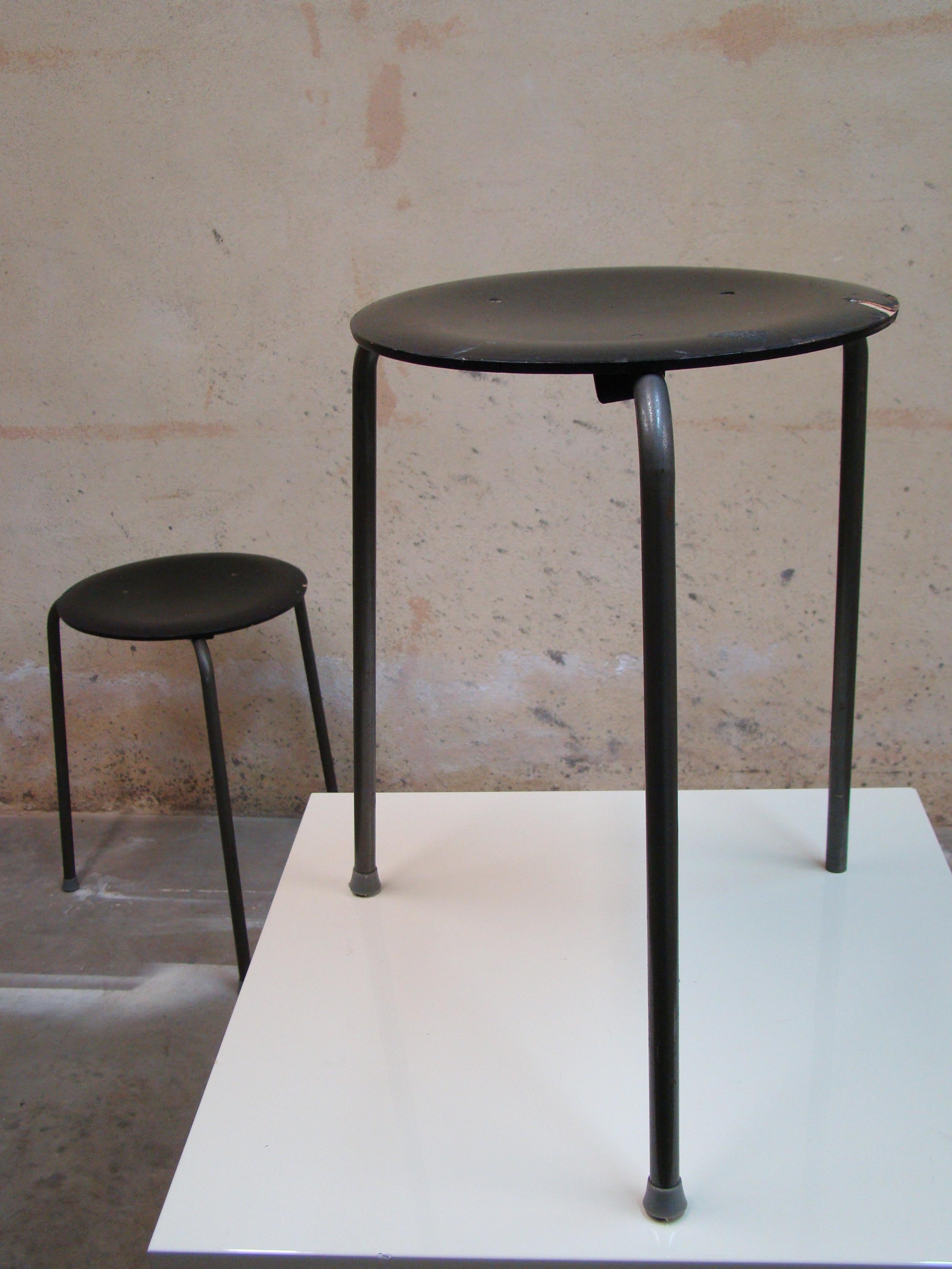 Three-Legged Danish Stacking Stool of Molded Plywood In Fair Condition In Denver, CO