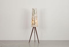 Three-Legged Floor Lamp with Real Dried Flowers from the 50s