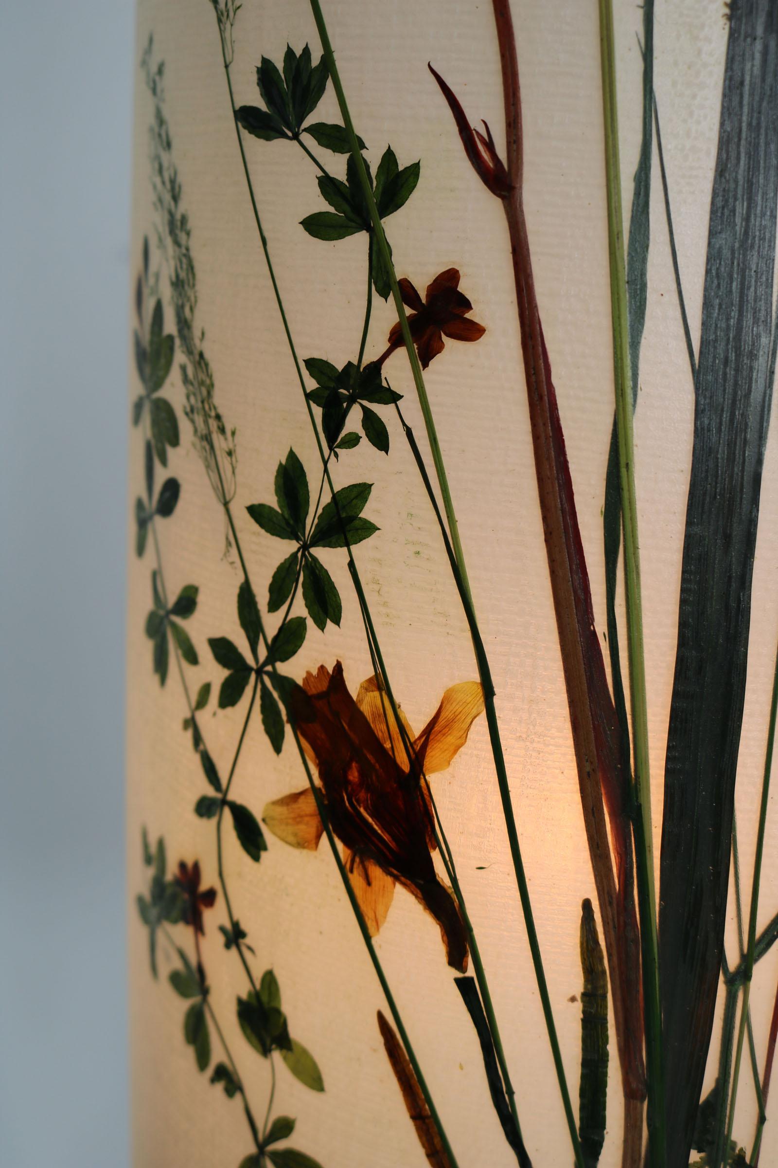Mid-20th Century Three-Legged Floor Lamp with Real Dried Flowers from the 50s For Sale