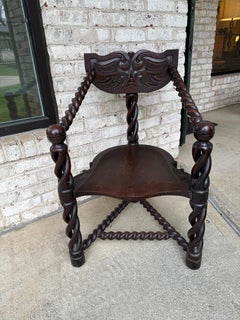 Three Legged Jacobean Style Chair Attributed to  R.J. Horner C. 1890
