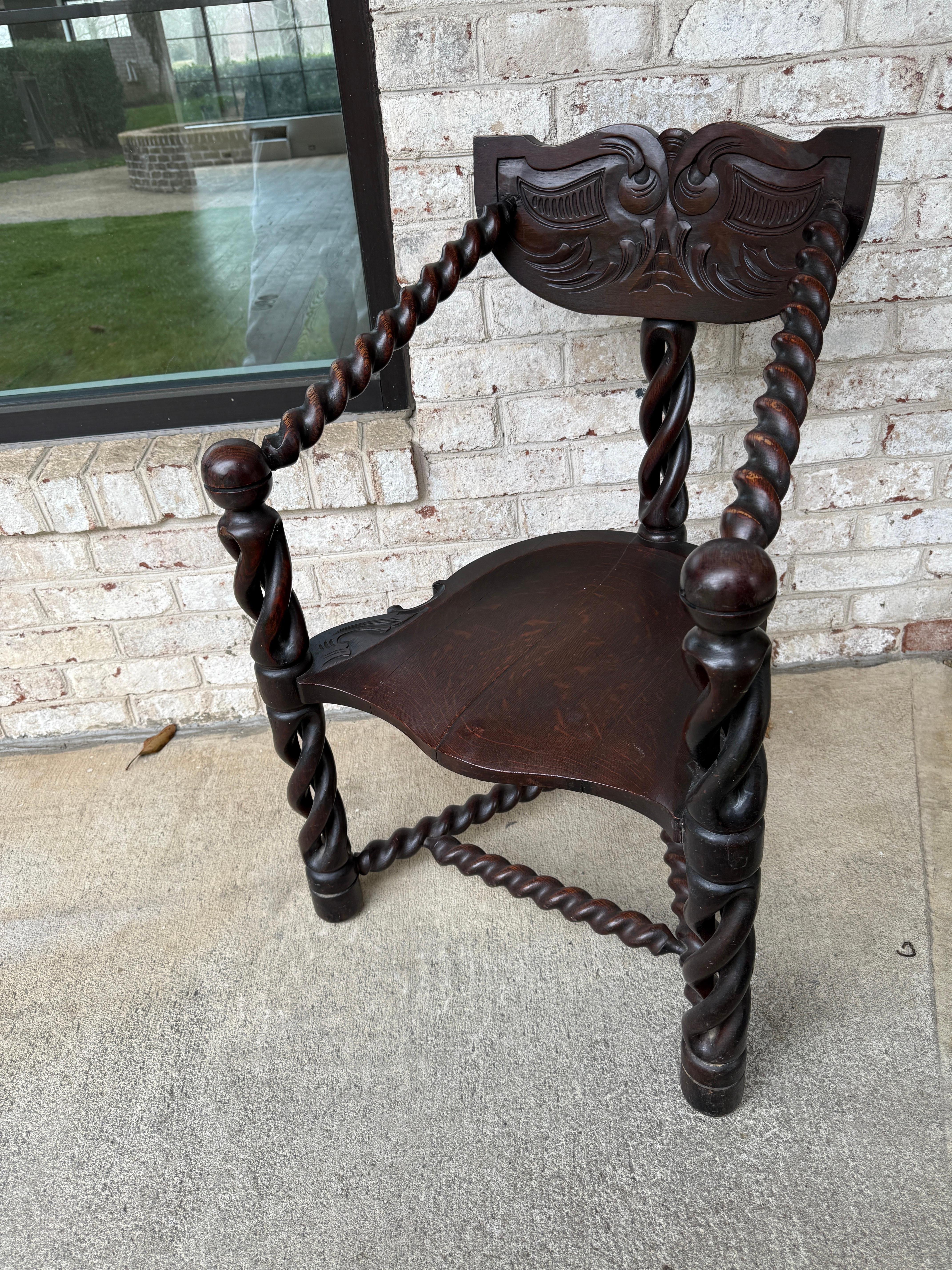 Three Legged Jacobean Style Chair Attributed to  R.J. Horner C. 1890 For Sale 2