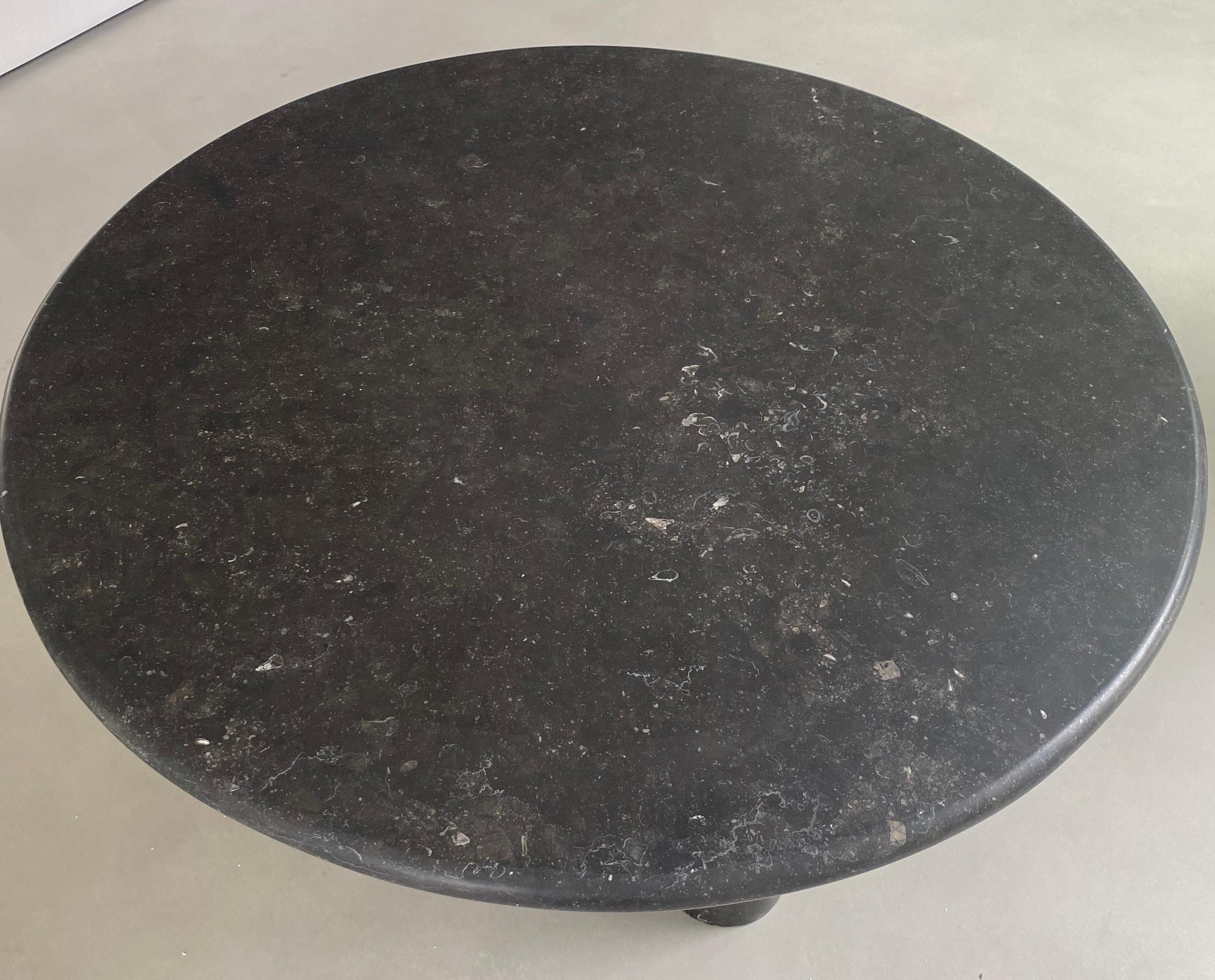 American Three-Legged Midcentury Inspired Petite Granite Stone Table