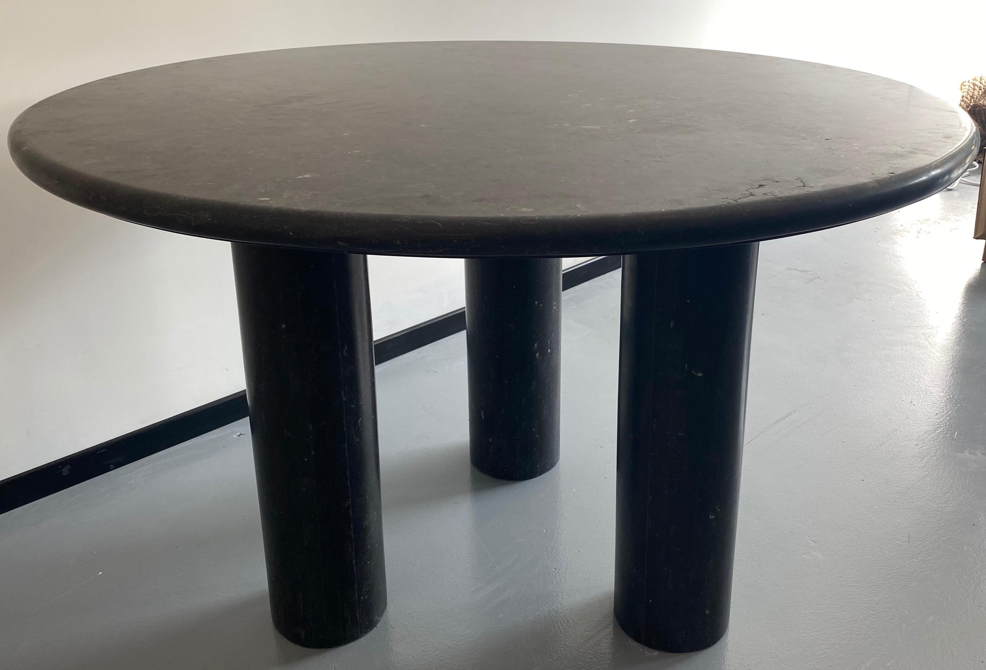 20th Century Three-Legged Midcentury Inspired Petite Granite Stone Table