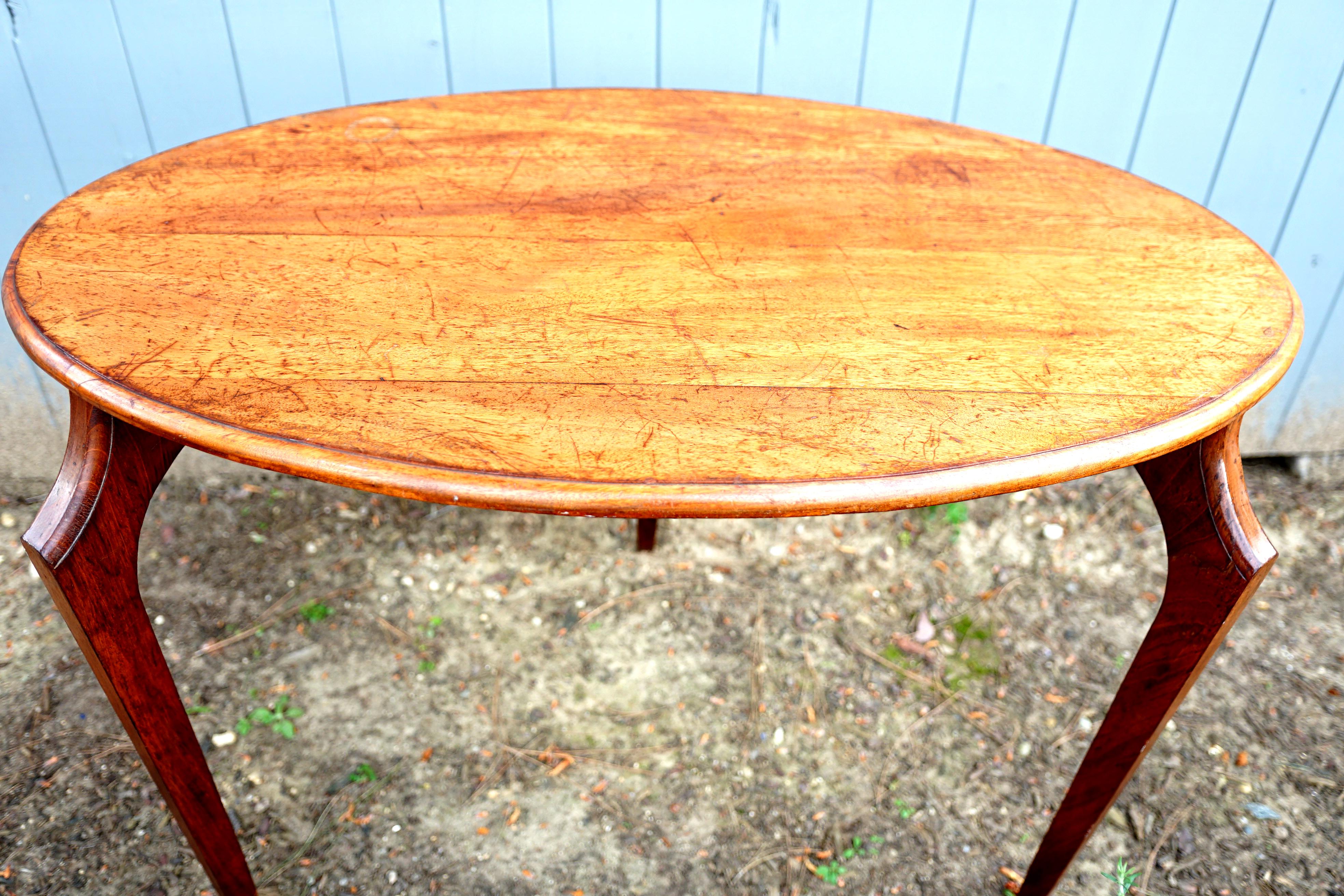 Three-Legged Oval Scandinavian Style Walnut Serving or Writing Table For Sale 4