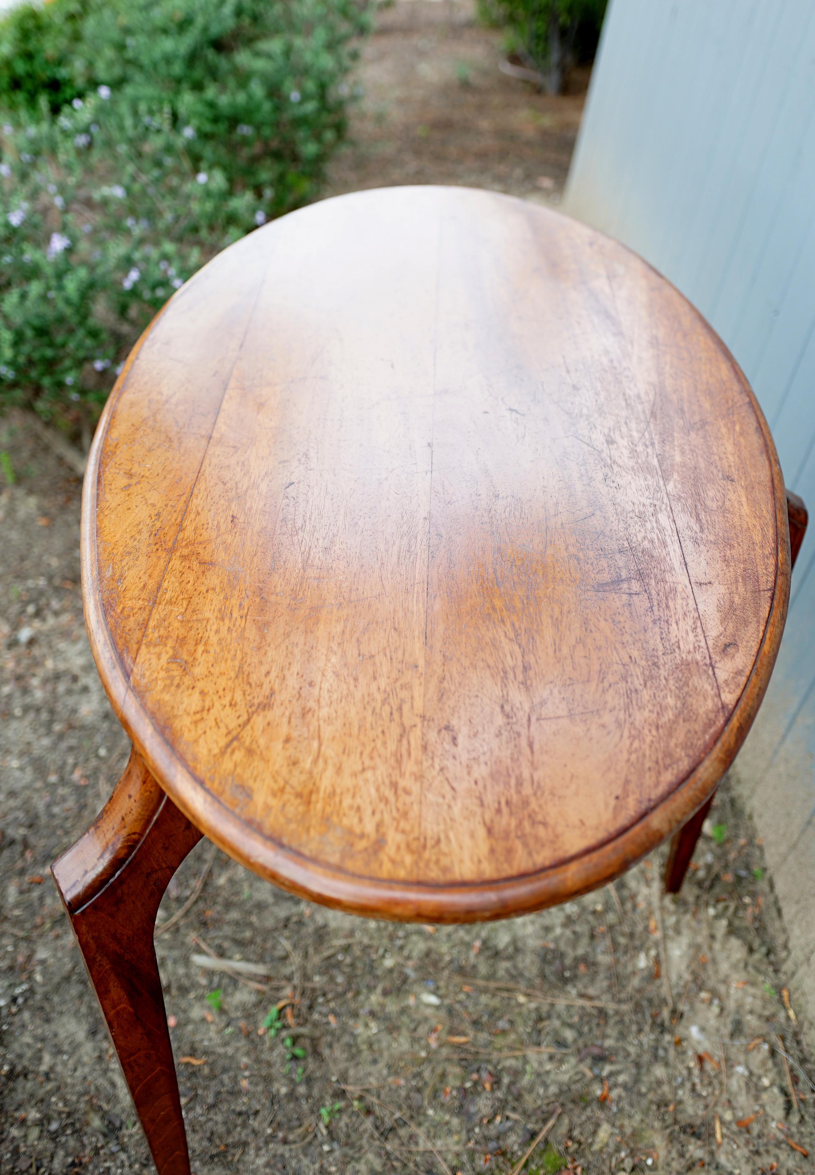 Hand-Crafted Three-Legged Oval Scandinavian Style Walnut Serving or Writing Table For Sale