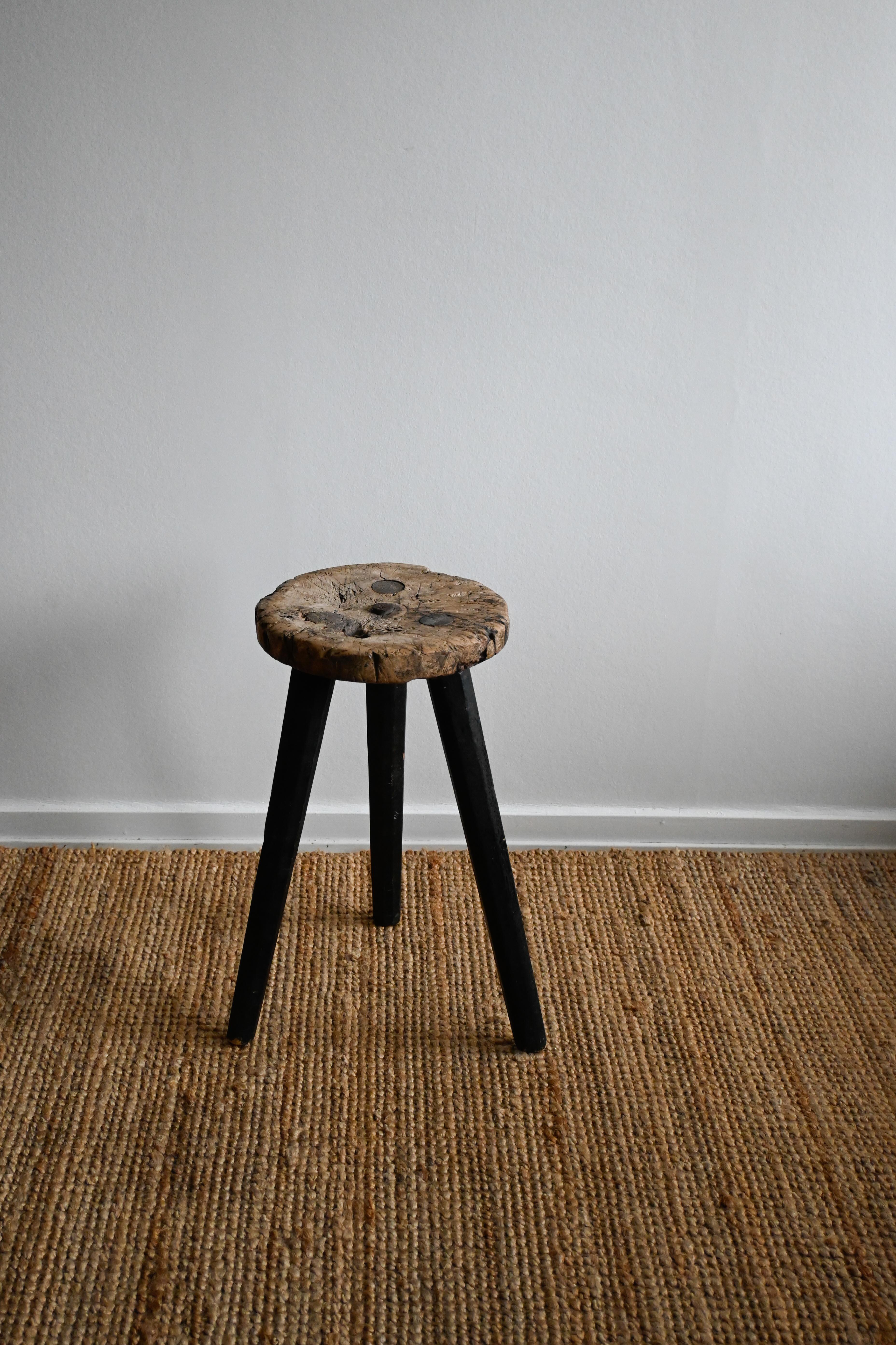 Late 18th Century Three-legged Stool from 1798 from Northen Sweden For Sale