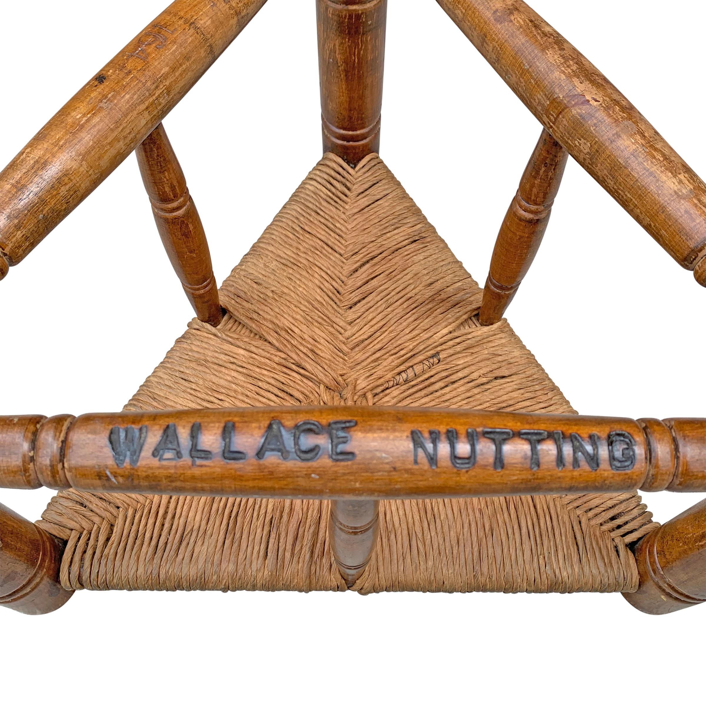 Three-Legged Stool with a Woven Rush Seat by Wallace Nutting 1