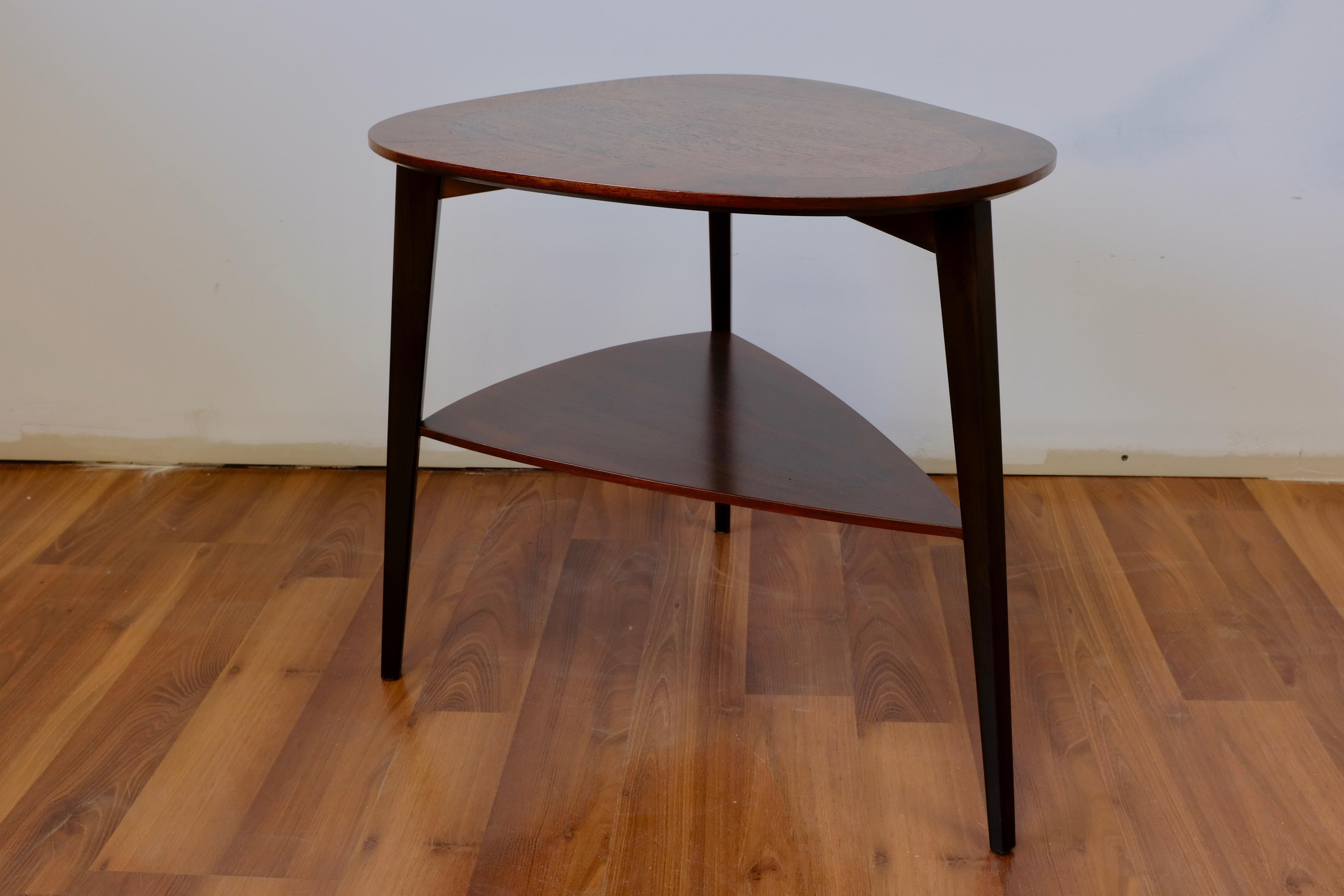 Mid-Century Modern Holger Georg Jensen Three-Legged Walnut End Table by Kubus