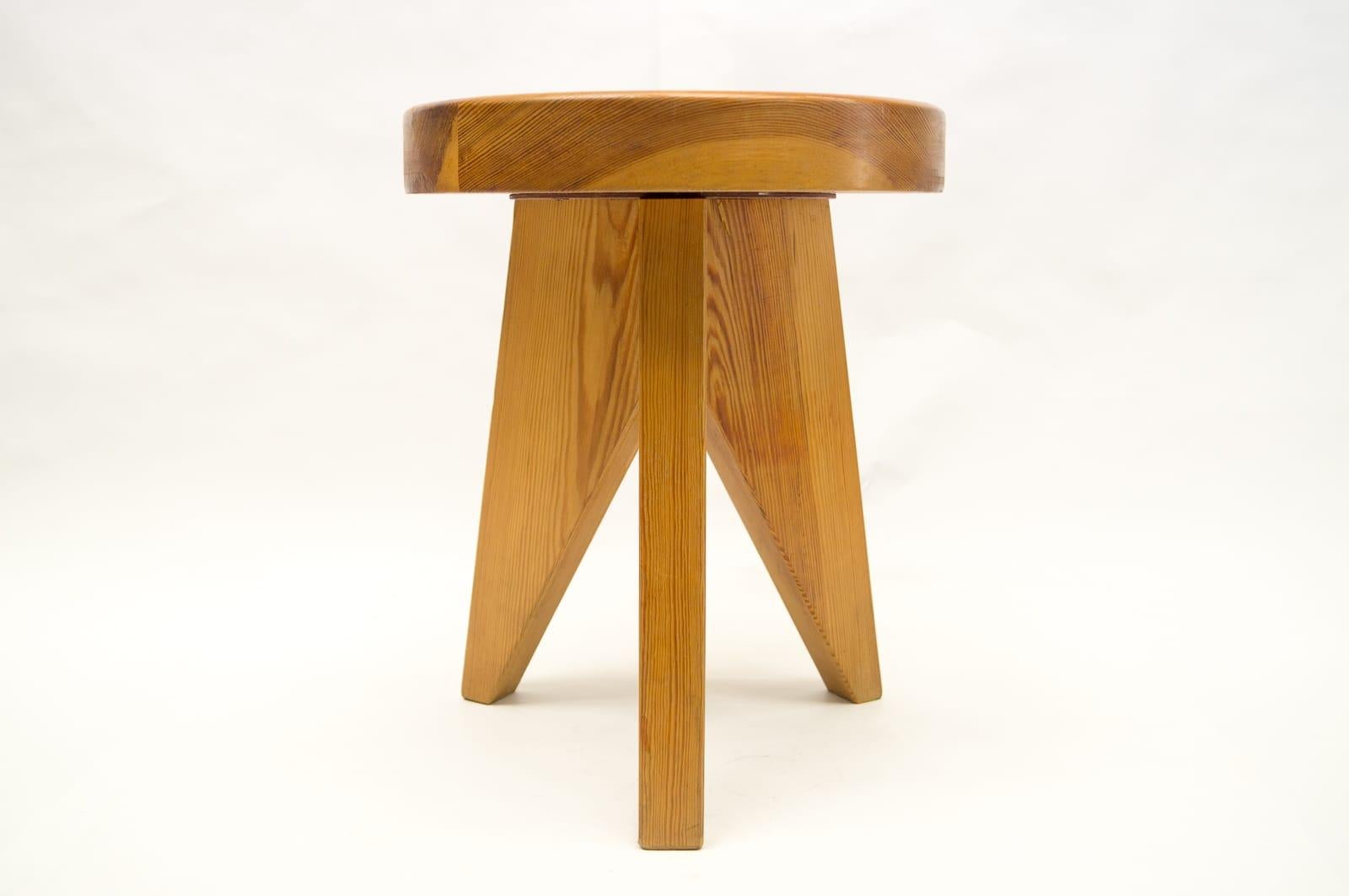 Three-Legged Wooden Stools in Manner of Pierre Chapo, France, 1960s 11