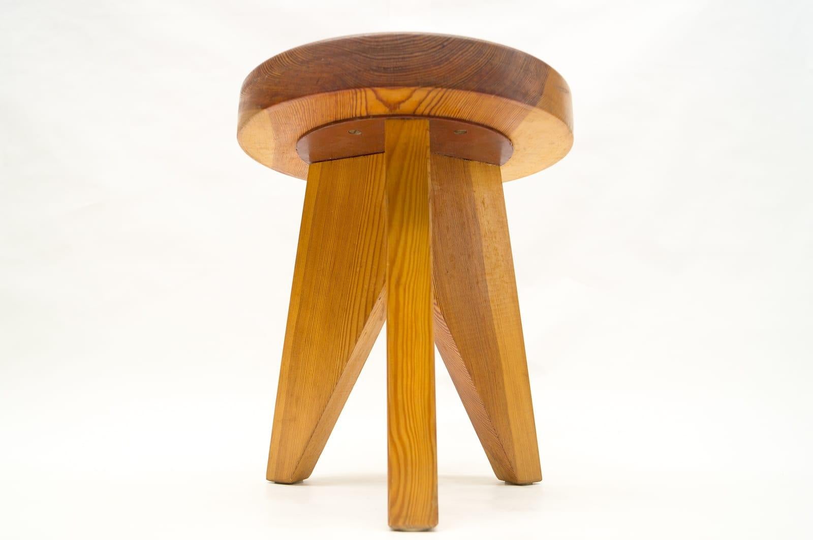 Three-Legged Wooden Stools in Manner of Pierre Chapo, France, 1960s 3