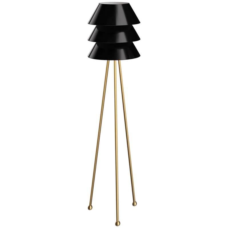 Art Deco Floor Lamp - Metal and Brass