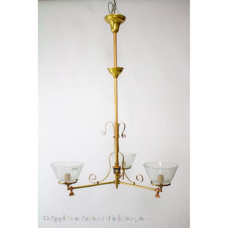 Three Light Aesthetic Movement Gasolier For Sale 8