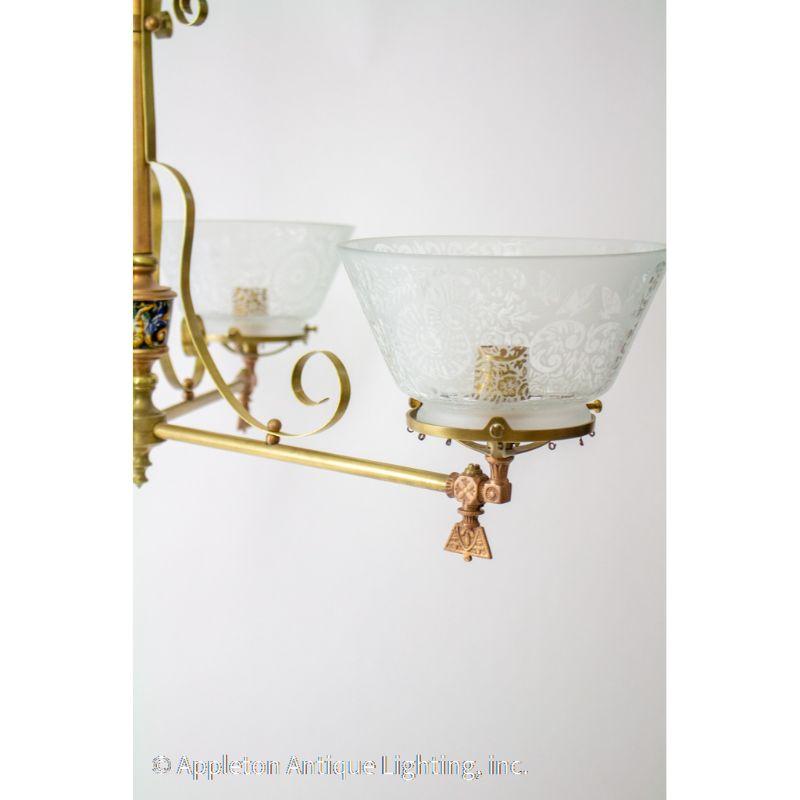 19th Century Three Light Aesthetic Movement Gasolier For Sale