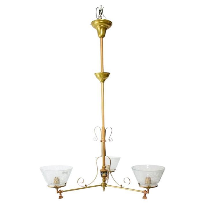 Three Light Aesthetic Movement Gasolier For Sale