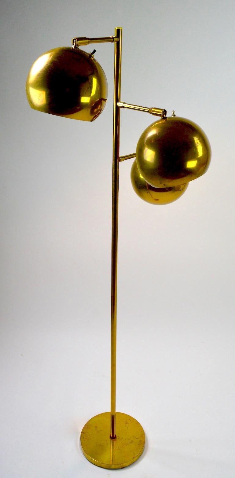 Mid-Century Modern Three-Light Brass Floor Lamp by Koch and Lowy