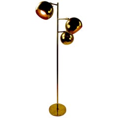 Three-Light Brass Floor Lamp by Koch and Lowy