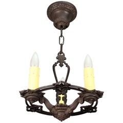 Antique Three Light Chandelier, circa 1920s