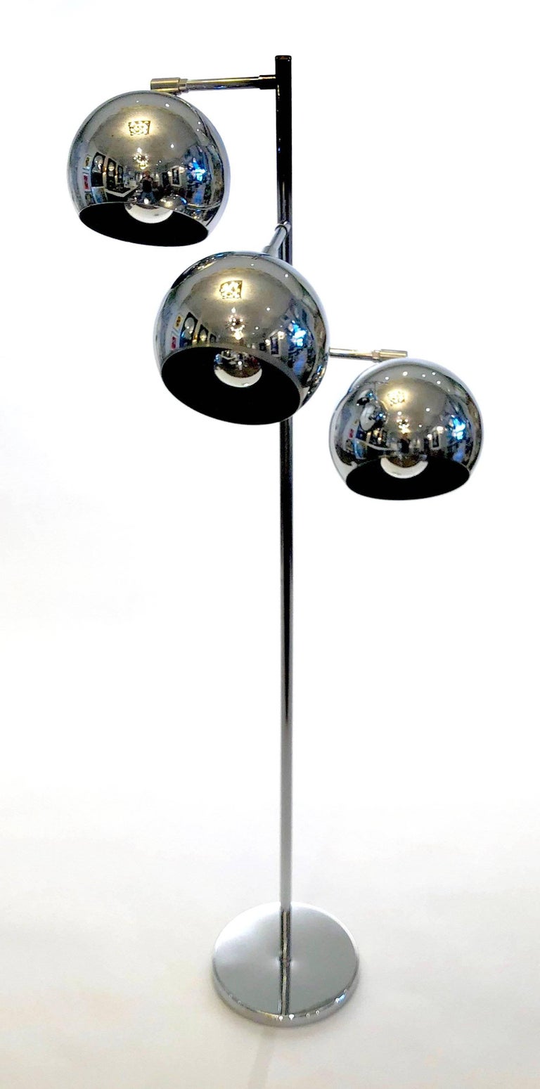 Three-Light Chrome Floor Lamp at 1stDibs