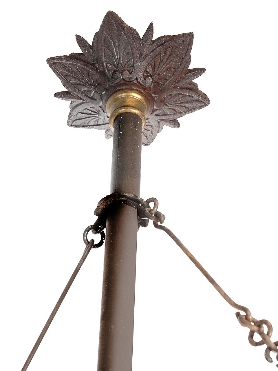 Glass Three Light Double Arm Gas Lamp