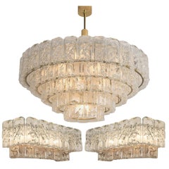 Three-Light Fixtures by Doria, One Chandelier and Two Wall Sconces, 1960s