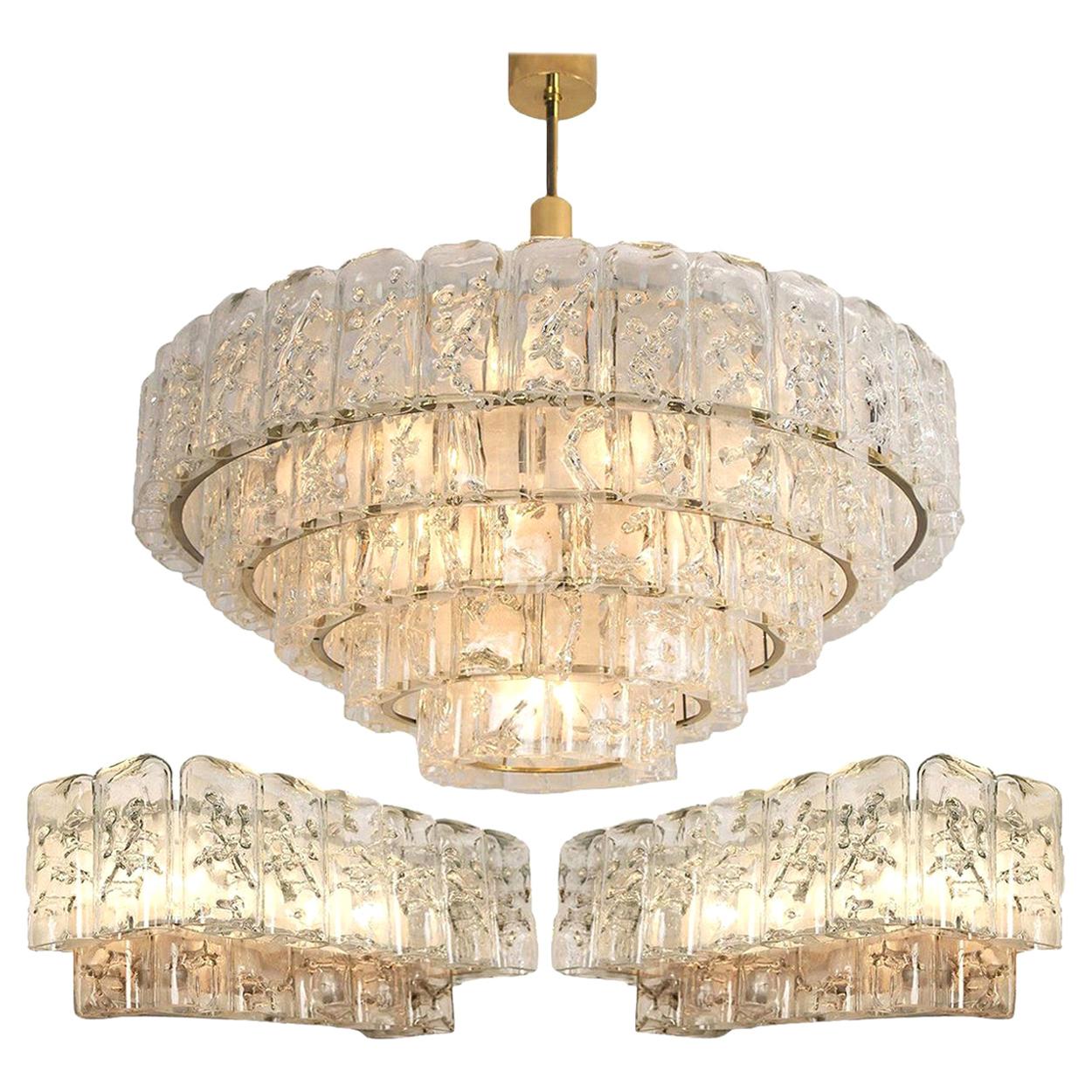 Set of Three Doria Brass Light Fixtures Two Wall Lights and One