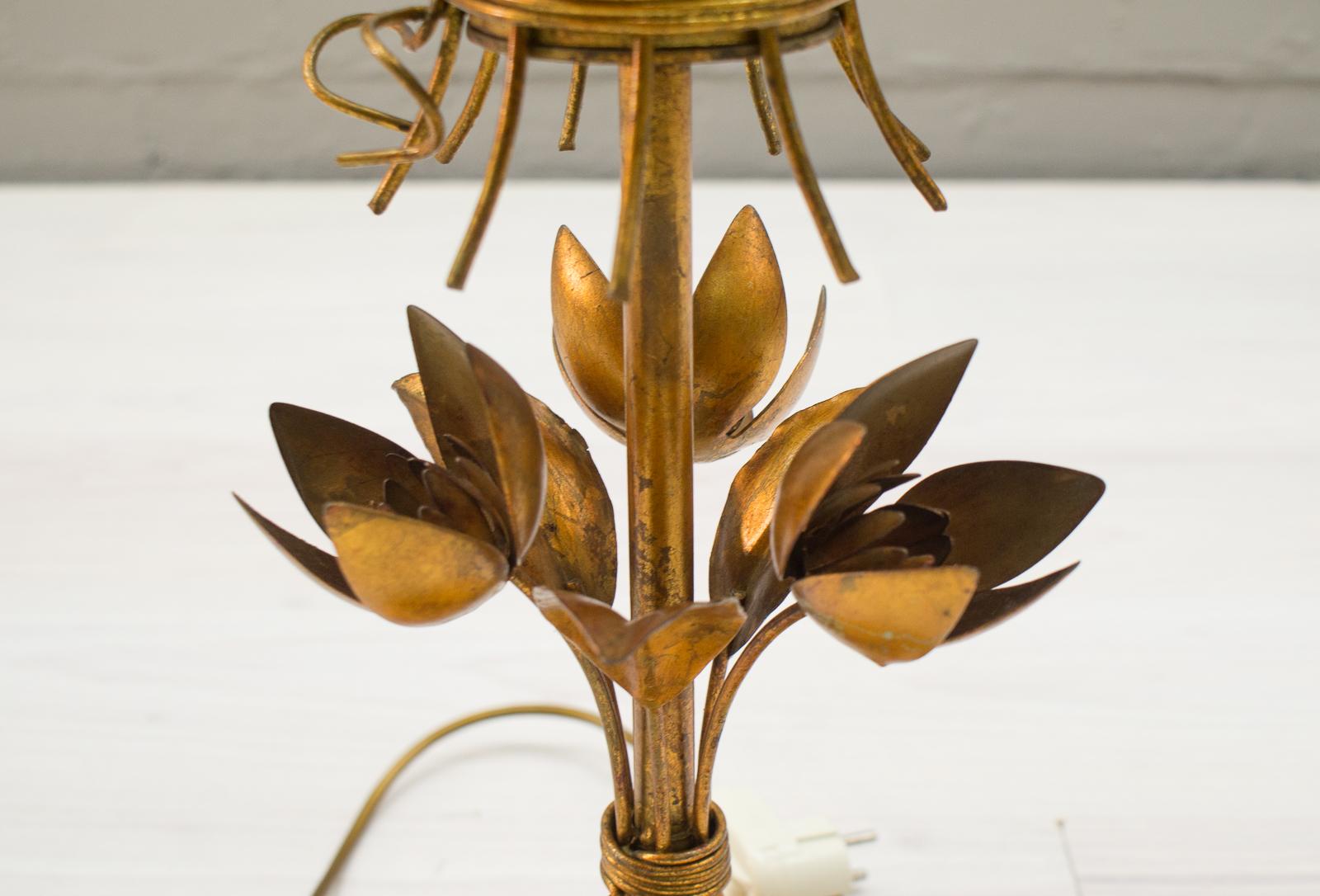Three-Light Gold Leaf Table Lamp from Hans Kögl, 1970s, Germany For Sale 7