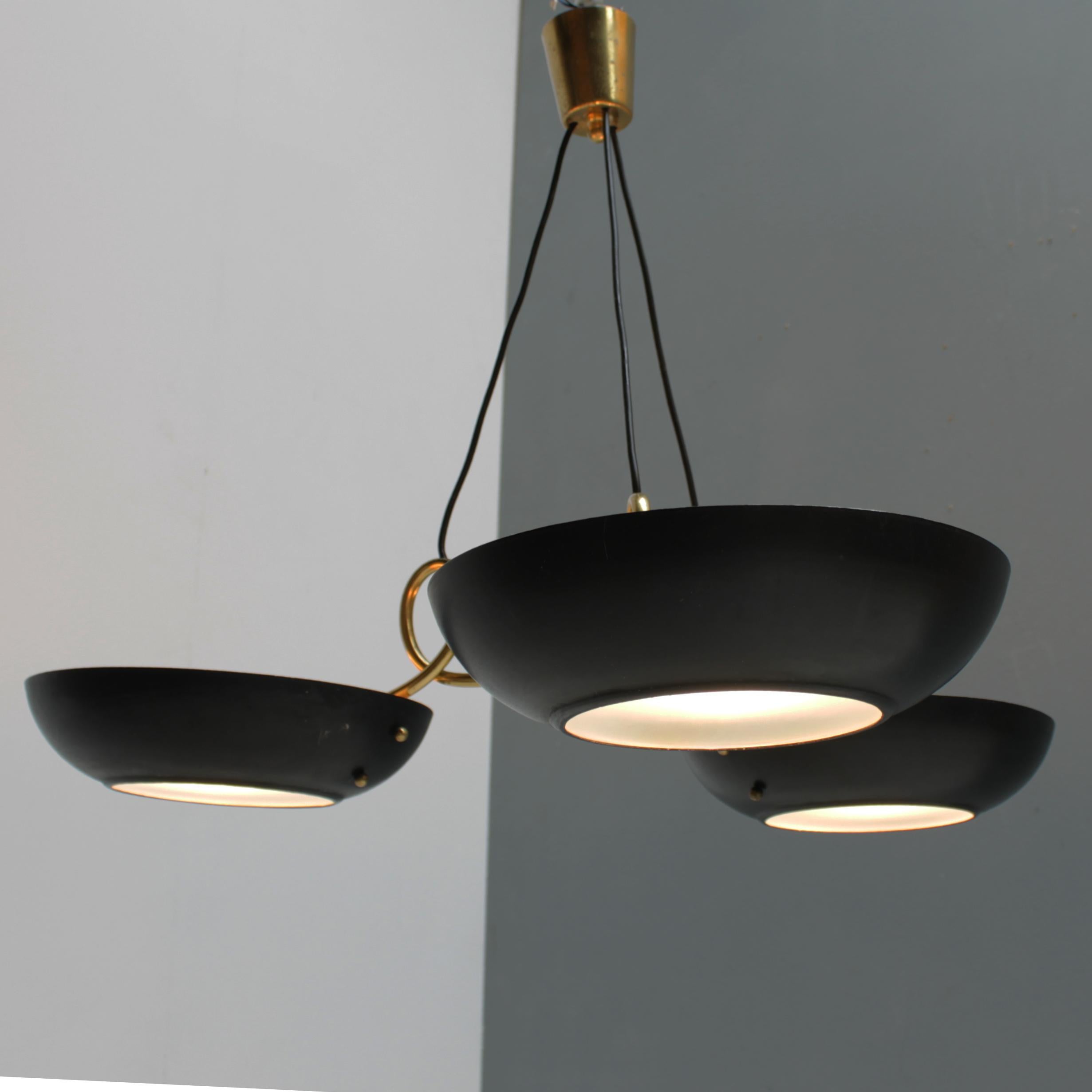 Three-Light Italian Chandelier in the Manner of Stilnovo 2