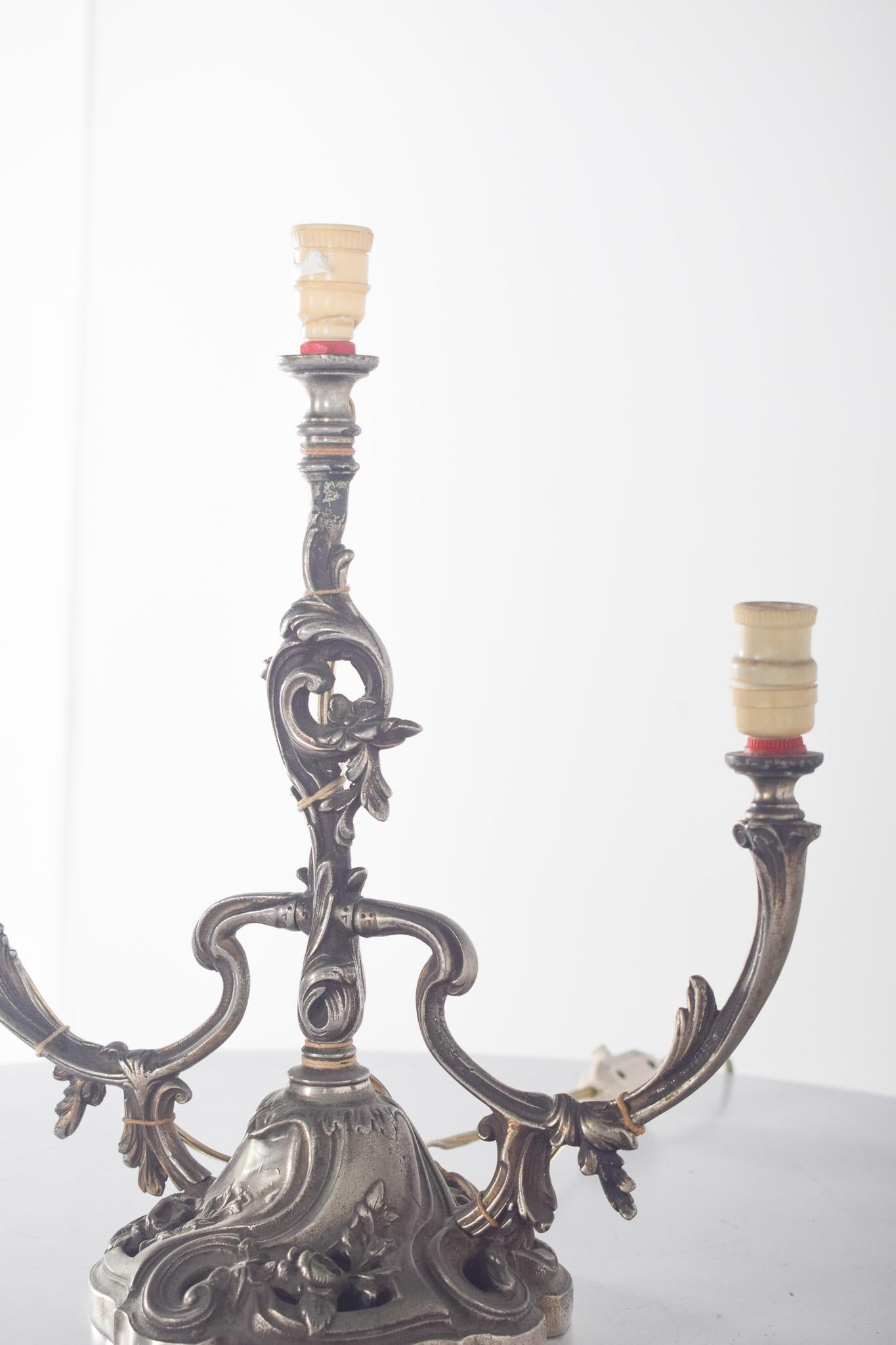 Mid-Century Modern Three-Light Metal Lamp For Sale