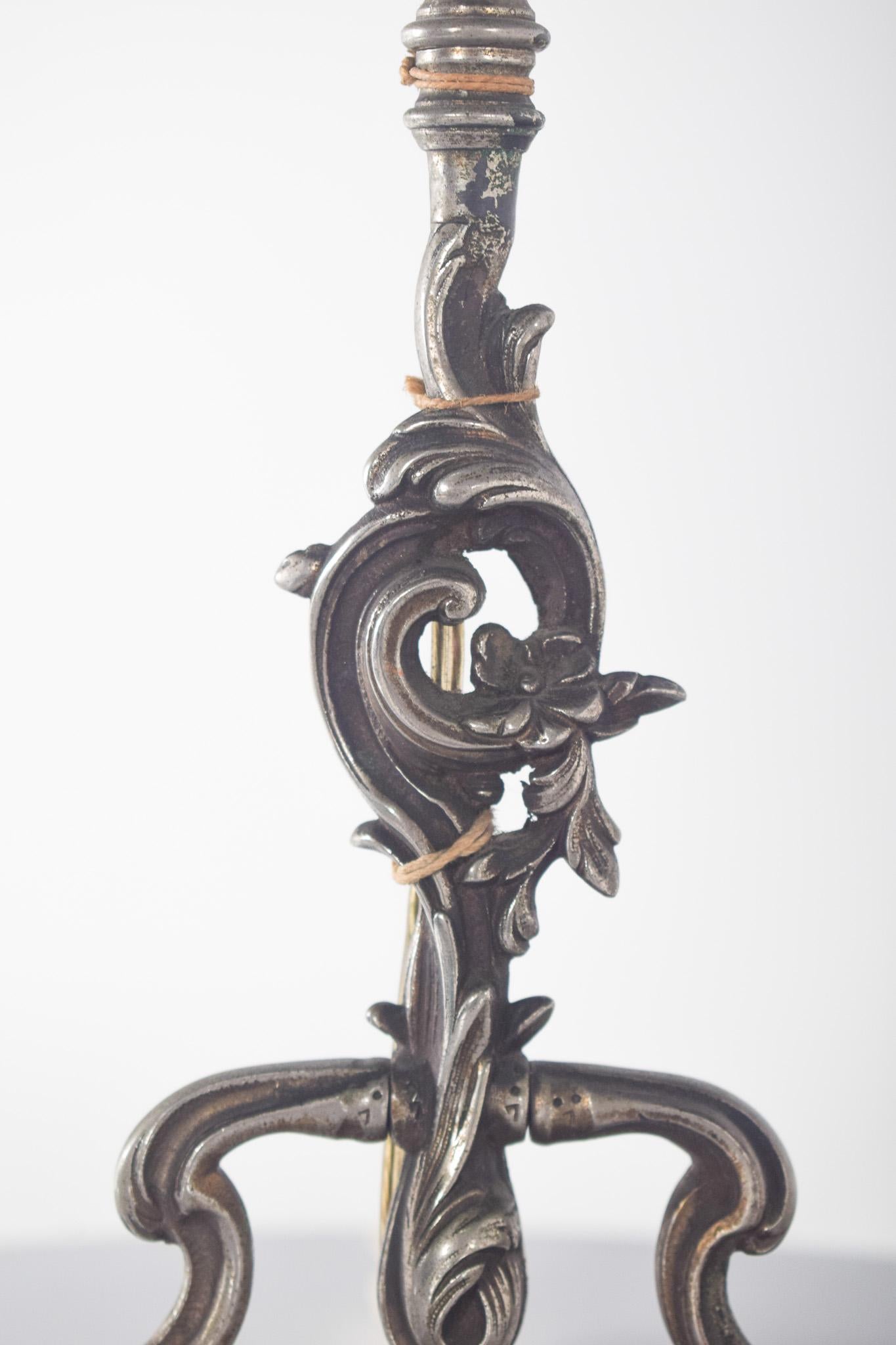 Portuguese Three-Light Metal Lamp For Sale
