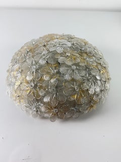 Three-Light Murano Glass Ceiling Lamp attributed to Ercole Barovier, 1940s