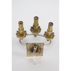 Three Light Silver Sconce with Brass Accents, One of a Kind