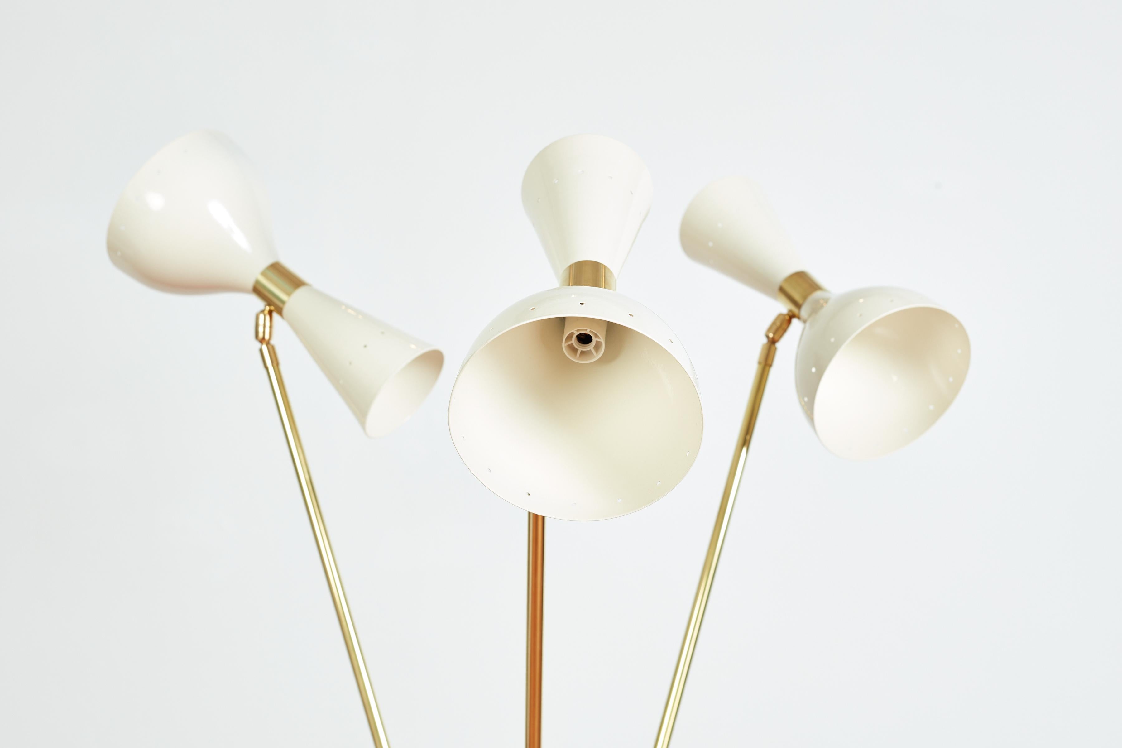 Contemporary Three-Light Tripod Stilnovo Style Floor Lamp For Sale