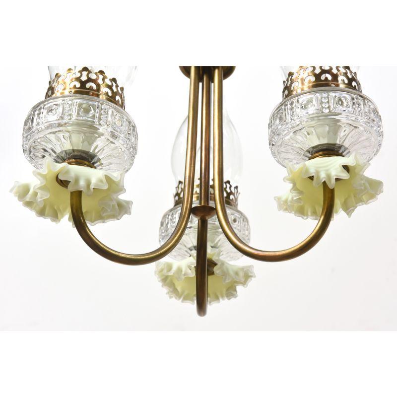 American Mid 20th Century Three Light  Oil Style Chandelier For Sale