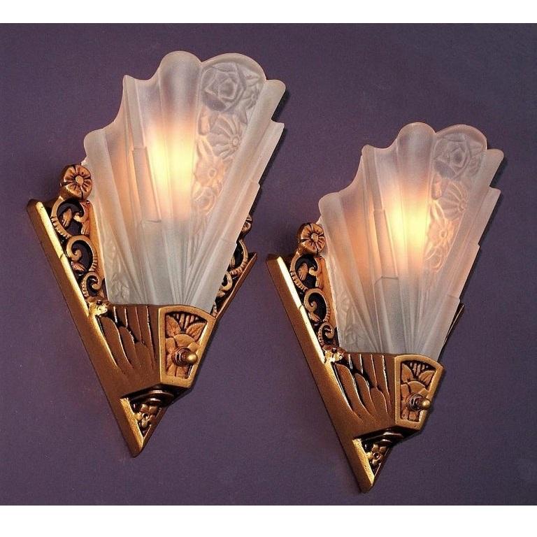 Eight Lightolier Art Deco Bungalow Wall Sconces Priced Each For Sale 1