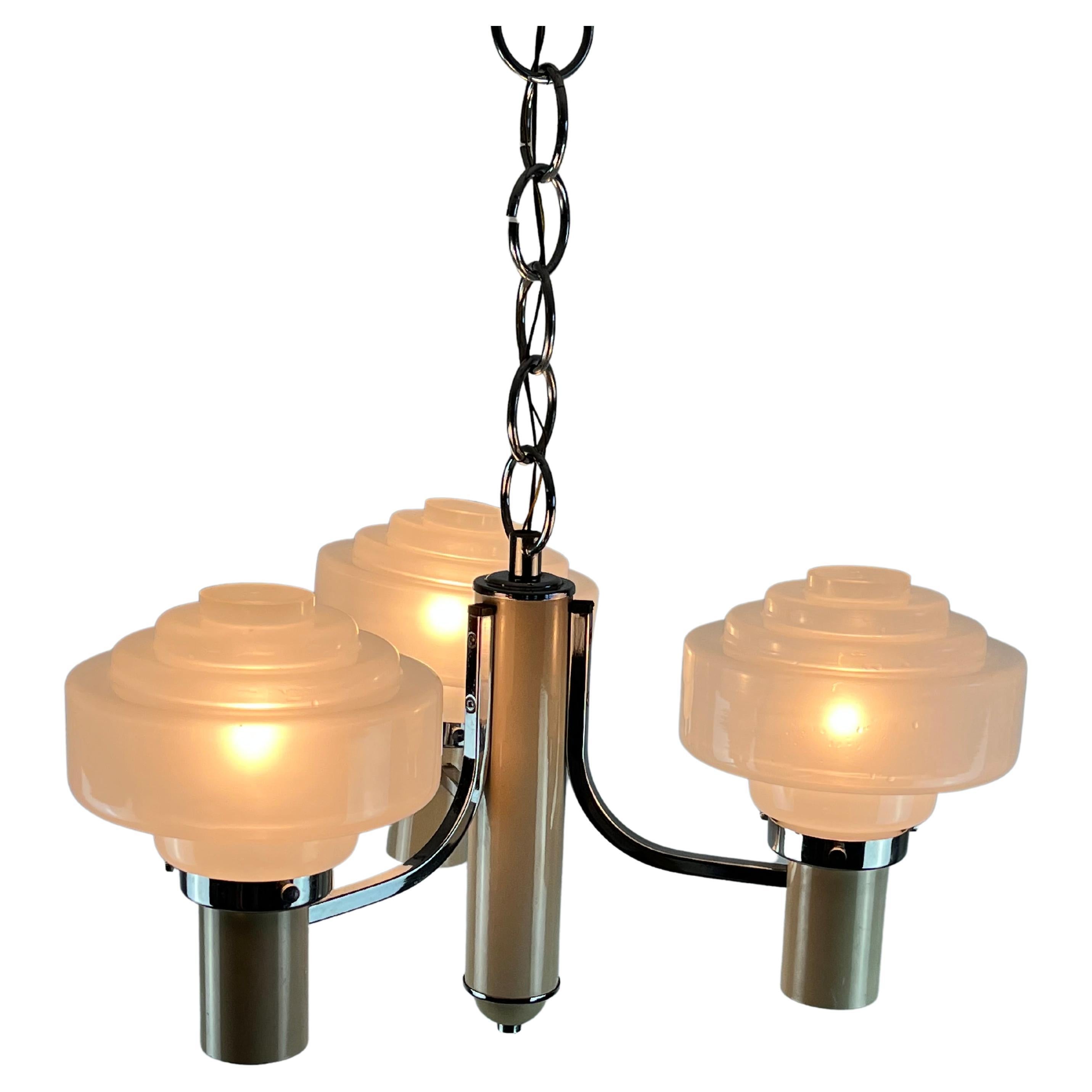 Three Lights Chandelier, Made in Italy, 1970s For Sale