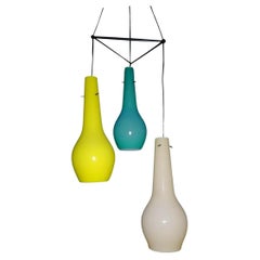 Three Lights Murano Glass Chandelier in the Style of Gino Vistosi, 1950s