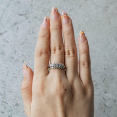Three Line Diamond and White Gold Ring