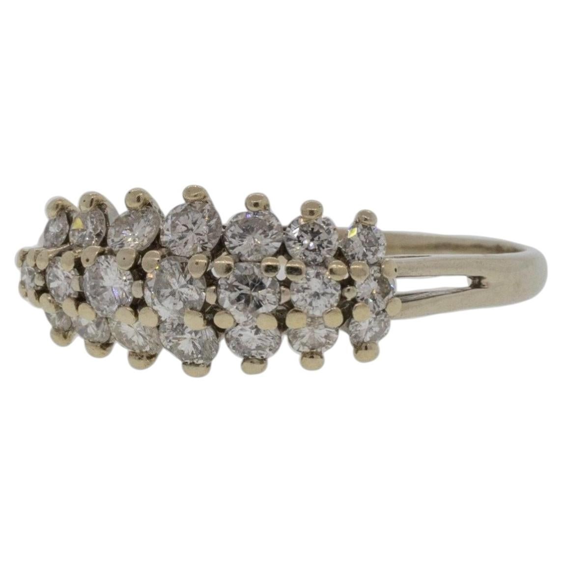 Three Line Diamond and White Gold Ring For Sale