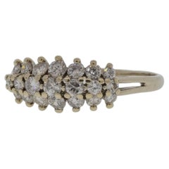Dreireihiger Diamant- und Weißgoldring