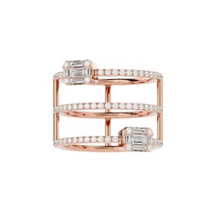 Three Line Illusion Diamond Ring in 18 Karat Gold