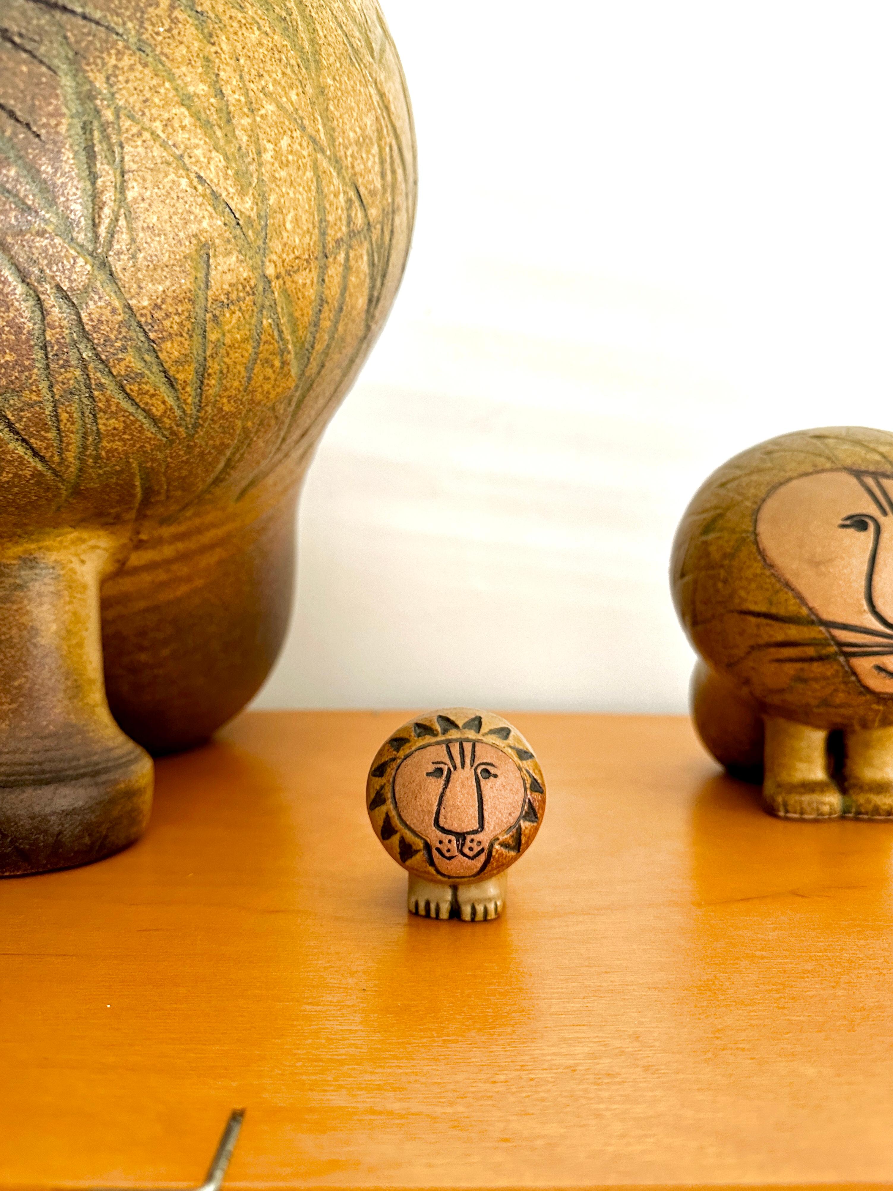 Hand-Crafted Three Lions From The Afrika Series Designed By Lisa Larson For Gustavsberg For Sale