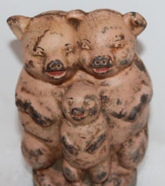 Three Little Pigs Original Painted Iron Bank