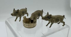 Three Little Pigs Piglets Austrian Vienna Bronze circa 1900 Geschutzt Pig