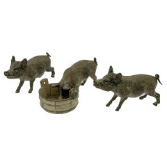 Tres cerditos cerditos austriacos Vienna Bronze circa 1900 Geschutzt Pig