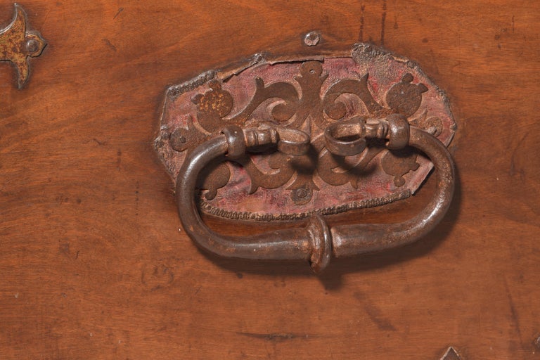 Three Locks Chest, Walnut, Iron, Spain, 17th Century For Sale 2