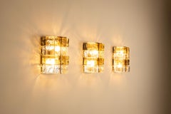 Three LP277 Wall Lamps by Carlo Nason in Tobacco and Crystal Glass for Mazzega