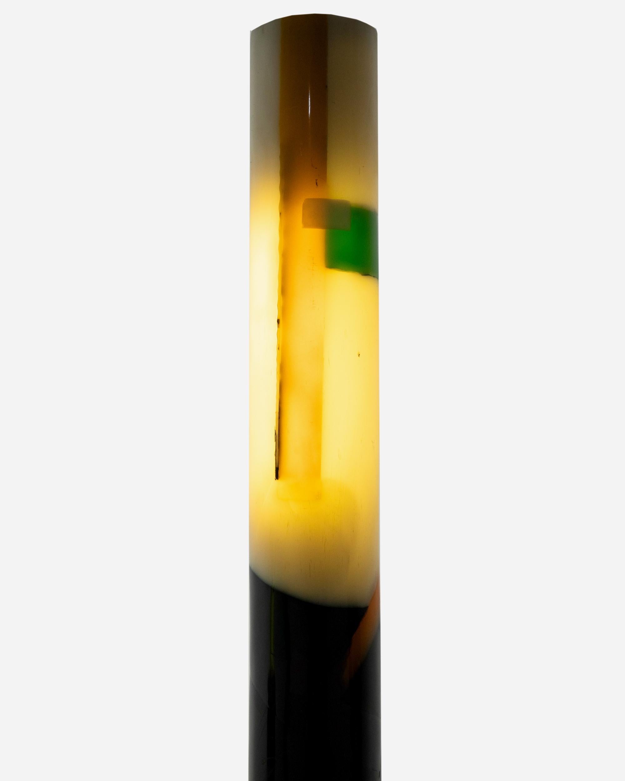 Chrome Trois colonnes lumineuses en résine de Pauline Couble, France, circa 2012. en vente