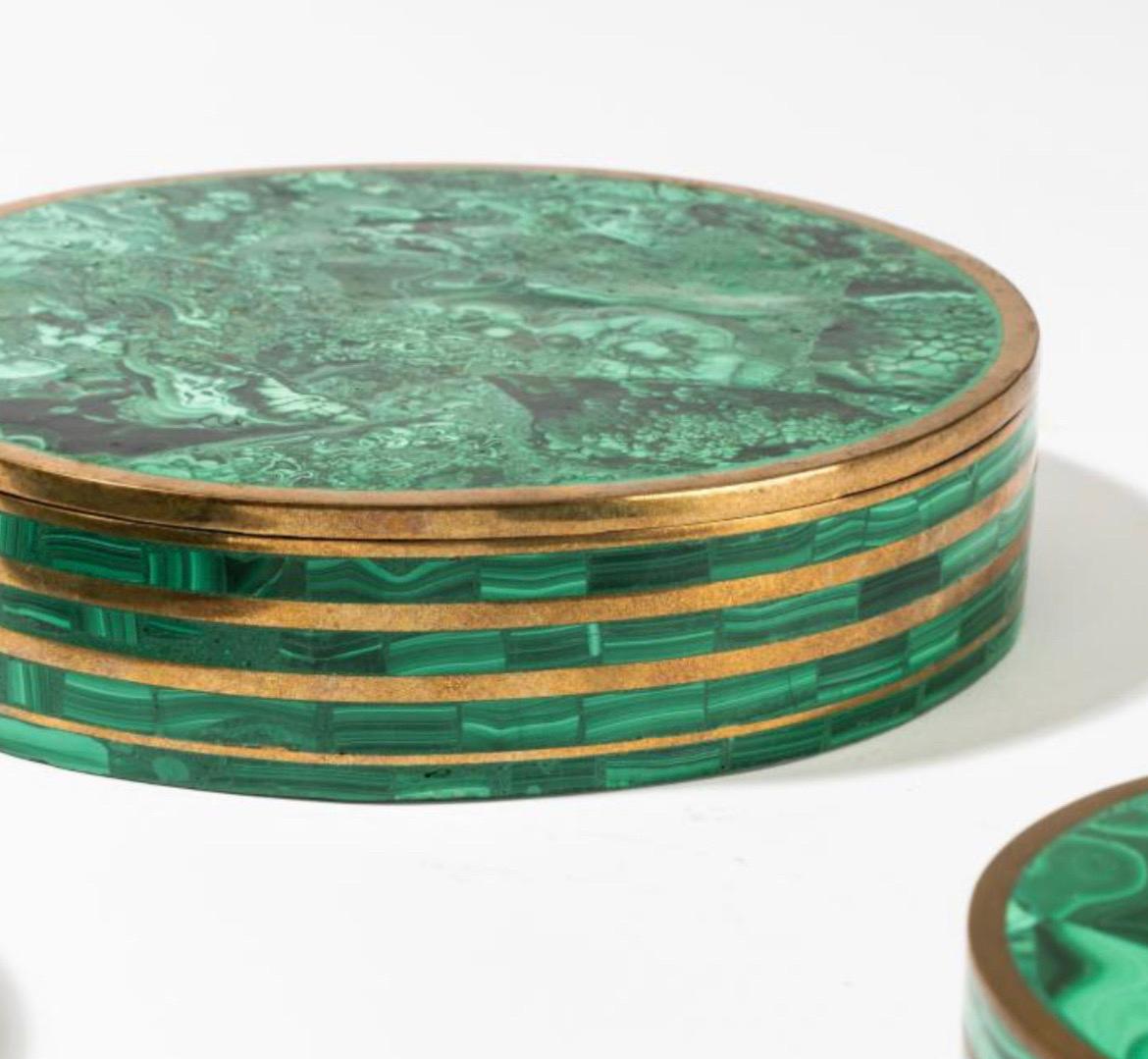 Three Malachite Table Boxes In Good Condition For Sale In Los Angeles, CA
