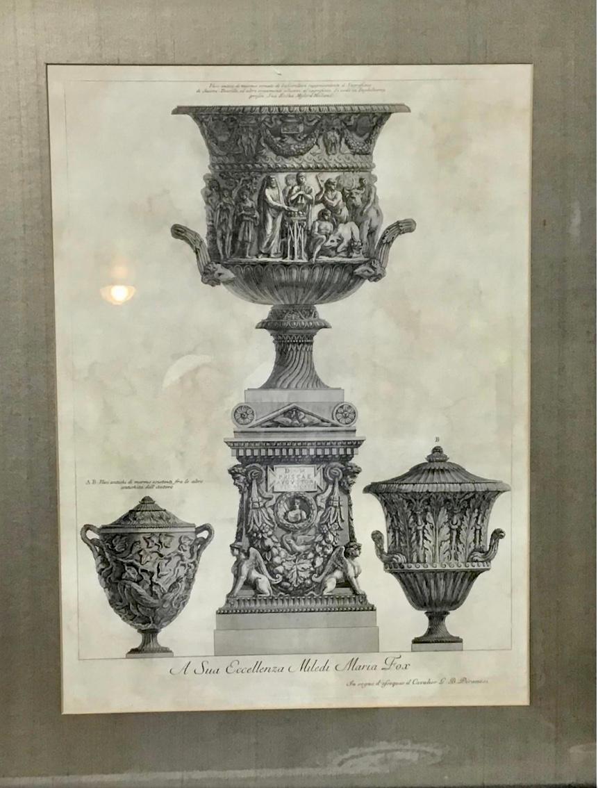 Three Marble Vases and a Sarcophagus, Etching by G.B. Piranesi For Sale 1