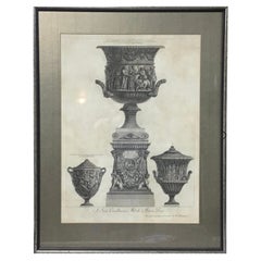 Three Marble Vases and a Sarcophagus, Etching by G.B. Piranesi